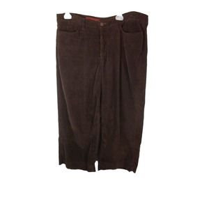 Nydj Womens Pants 12 Corduroy Dark Brown Wide Leg Ankle Tummy Tuck Jeans